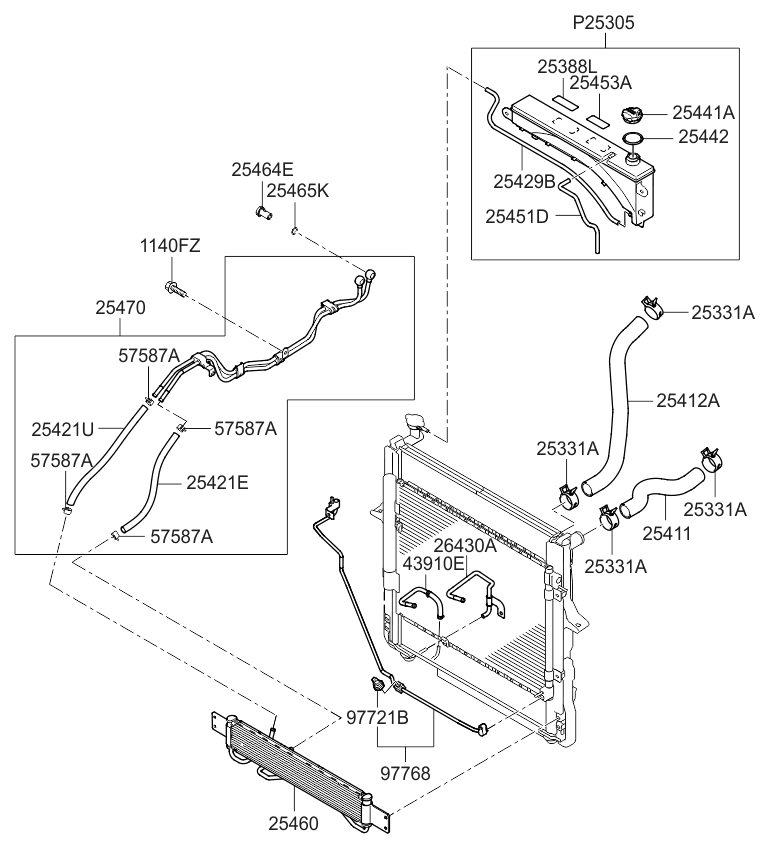 254113E950 Genuine Kia HOSERADIATOR UPPER
