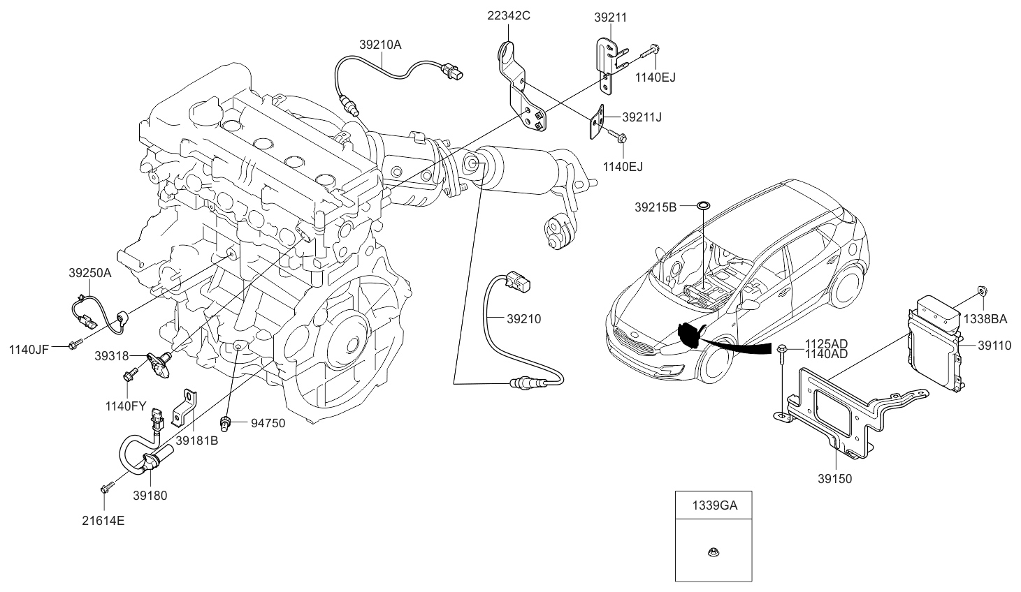 392502B020 Genuine Kia SENSOR ASSEMBLY KNOCK 392502b020-genuine-kia-sensor-assembly-knock