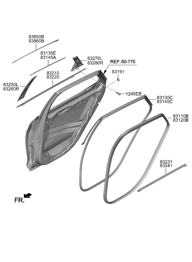 83250L2000 Genuine Kia GARNISH AssemblyRr Dr F