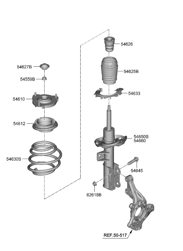 54651L3010 Genuine Kia Front Strut Assembly Kit, Right