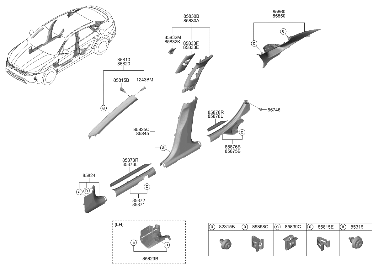 85830L3000DNN Genuine Kia Trim AssemblyCtr Pillar