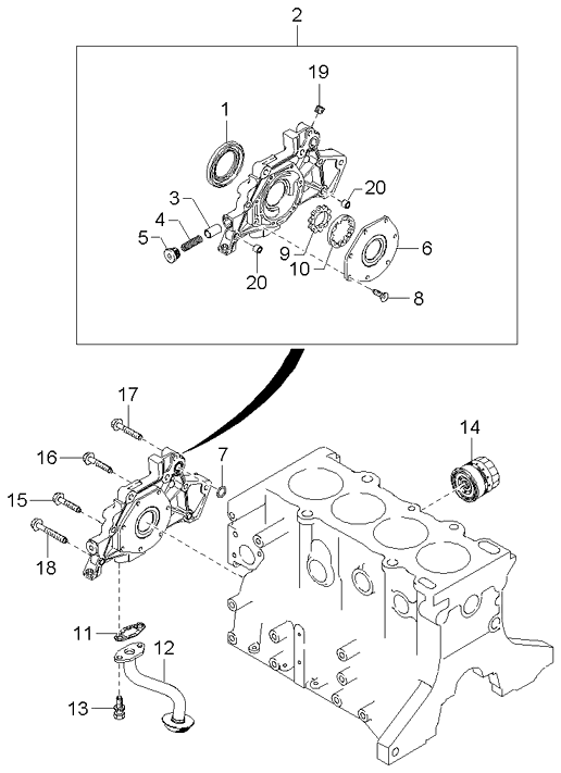 2630002500 Genuine Kia Engine Oil Filter Assembly