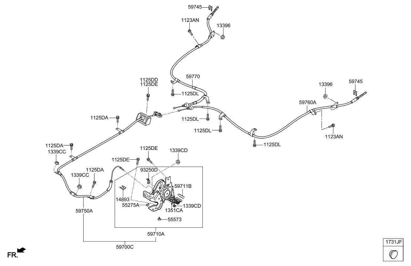 59760D9000 Genuine Kia CABLE ASSEMBLYPARKING BRAKE