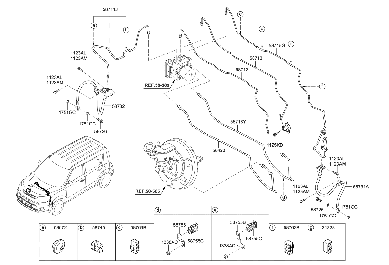 58715B2370 Genuine Kia TubeHydraulic Module To Front