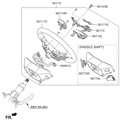 2015 Kia Sorento Steering Wheel Assembly Diagram for 56110C6200F55