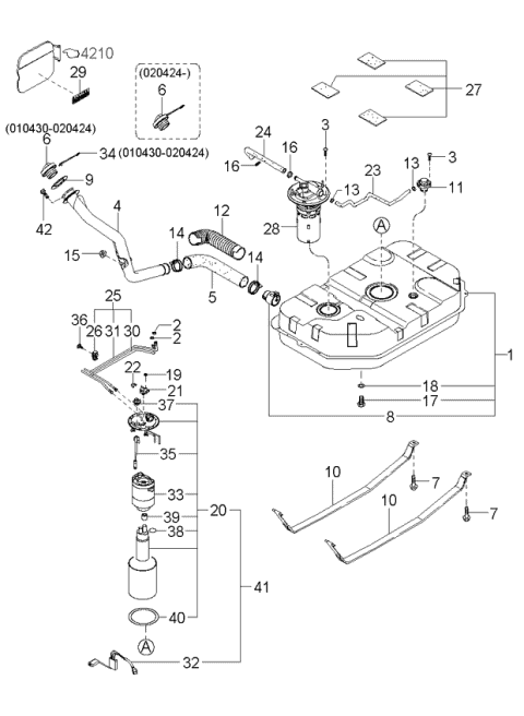 2001 Kia Sedona Pipe Assembly-Inlet Diagram for 0K52Z42210
