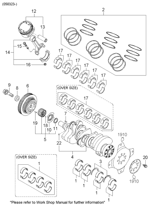 2003 Kia Sedona Piston, Crankshaft & Flywheel Diagram 2