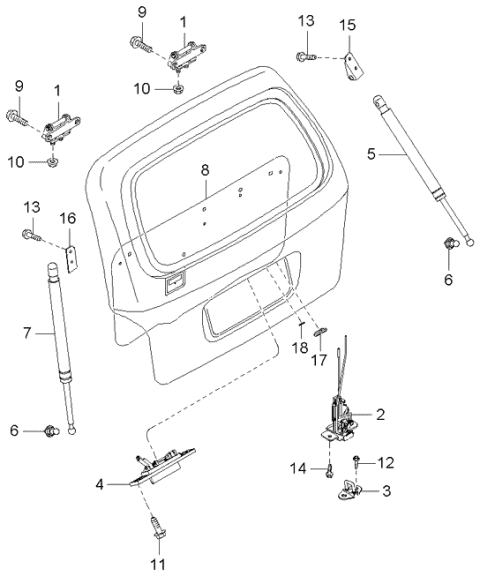 2003 Kia Sedona Lift Gate Mechanisms Diagram 1