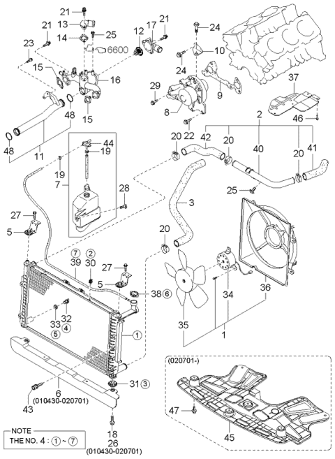 2004 Kia Sedona Dam-Air Diagram for 0K53A15320A