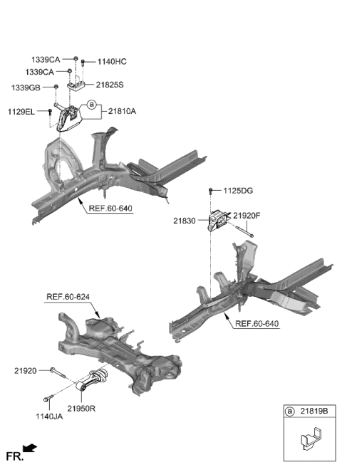 2021 Kia Seltos Engine Support Bracket Assembly Diagram for 216702B100