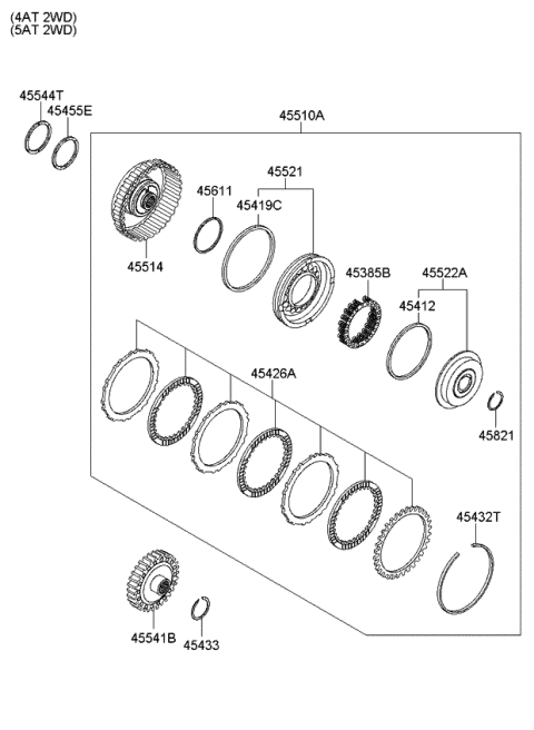 2012 Kia Forte Clutch Assembly-Under Drive Diagram for 4541023010