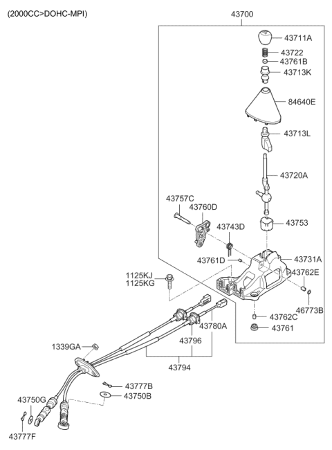 2012 Kia Forte Koup Clip-Gear Shift LEVE Diagram for 437961M000