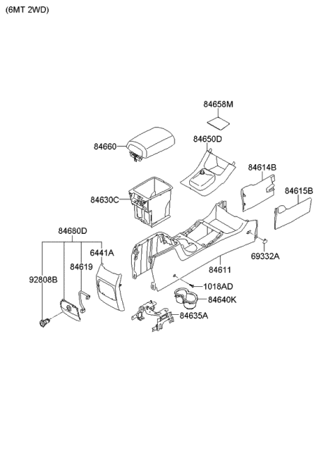 2011 Kia Sorento Console-Floor Diagram 1