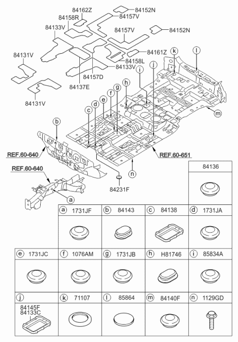 2011 Kia Sorento Isolation Pad & Floor Covering Diagram 2