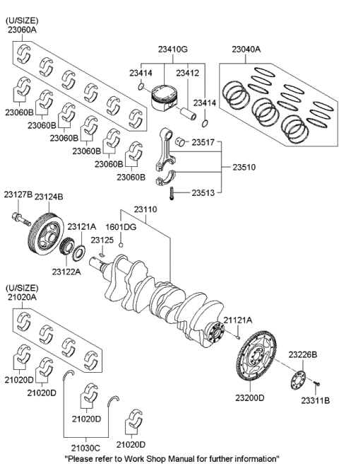 2009 Kia Sorento Ring Set-Piston Diagram for 2304025921