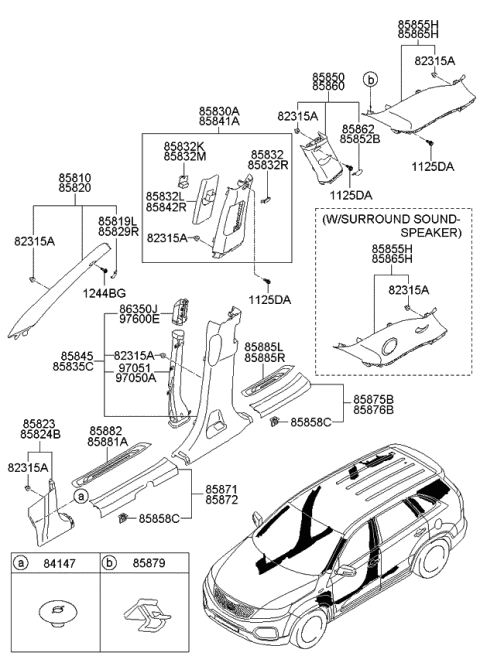 2011 Kia Sorento Interior Side Trim Diagram