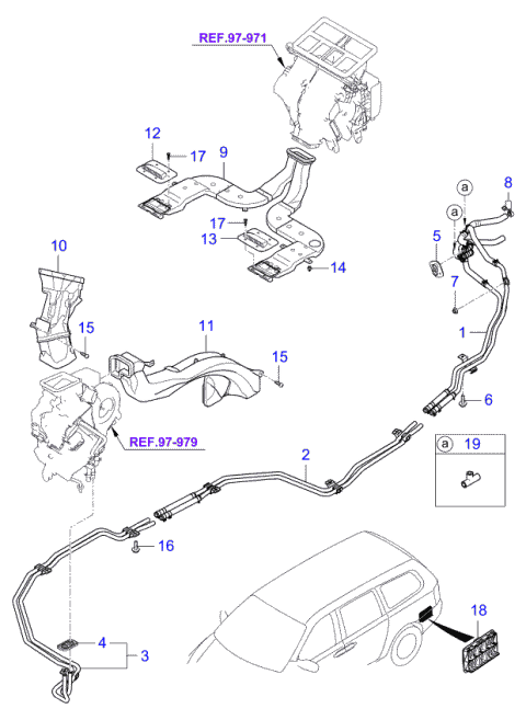 2006 Kia Sedona Heater System-Duct & Hose Diagram