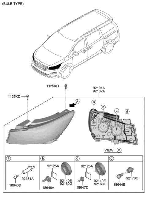 2020 Kia Sedona Head Lamp Diagram 1
