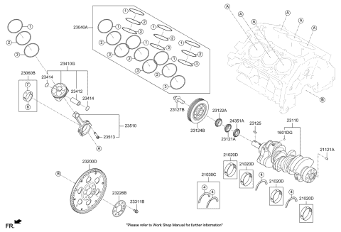 2020 Kia Sedona Crankshaft & Piston Diagram