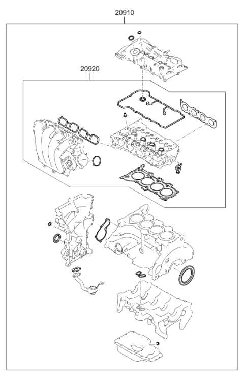 2016 Kia Soul Gasket Kit-Engine OVEAUL Diagram for 209102BK01