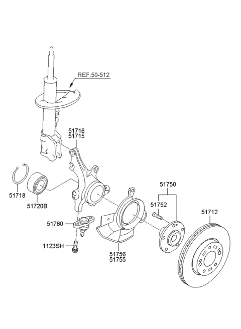 2008 Kia Rondo Front Axle Hub & Wheel Brake Diagram 2