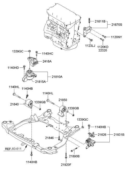 Engine & Transaxle Mounting - 2009 Kia Rondo