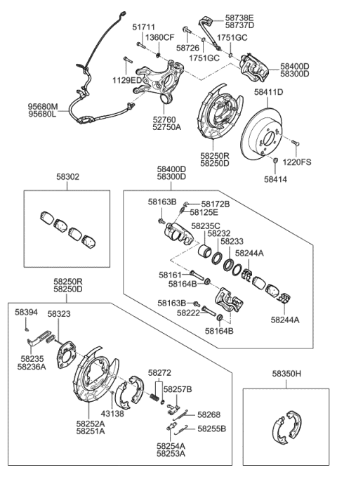 2006 Kia Rondo Rear Wheel Hub & Wheel Brake Diagram 1