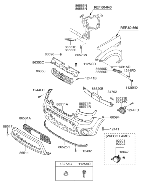 865732K500 Genuine Kia Bracket-Front Bumper Mounting