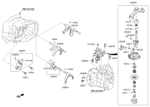 2013 Kia Soul Shaft Complete-Control Diagram for 4380026001