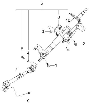 2006 Kia Spectra Steering Column & Shaft Diagram