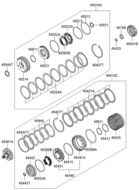 2008 Kia Optima RETAINER-Under Drive Clutch Diagram for 455223A200