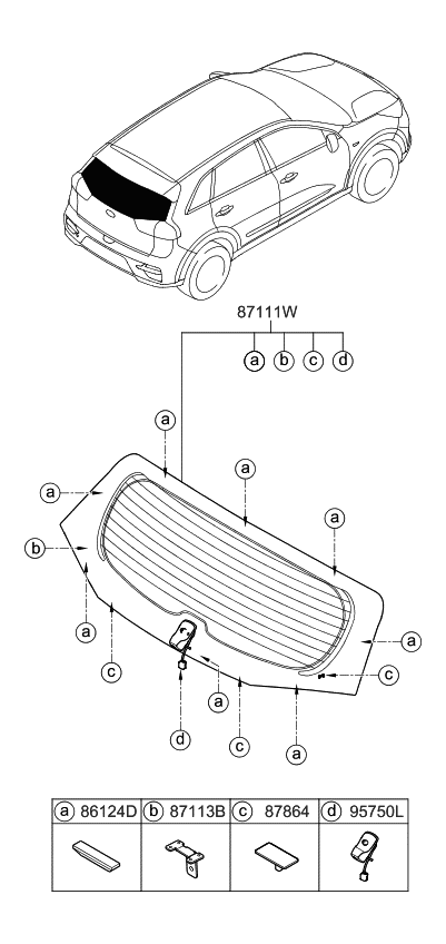 Rear Window Glass & Moulding - 2019 Kia Niro EV