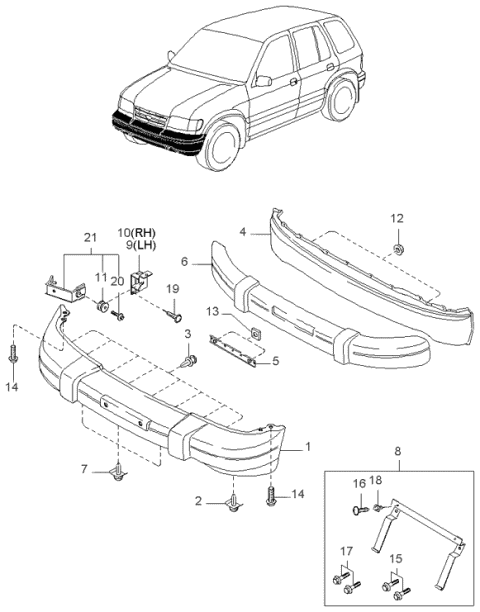 1997 Kia Sportage Bracket Assembly-Side Diagram for 0K08050125B
