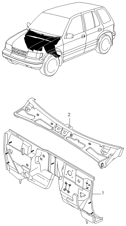 2000 Kia Sportage Panel-COWL & Dash Diagram for 0K08B53500