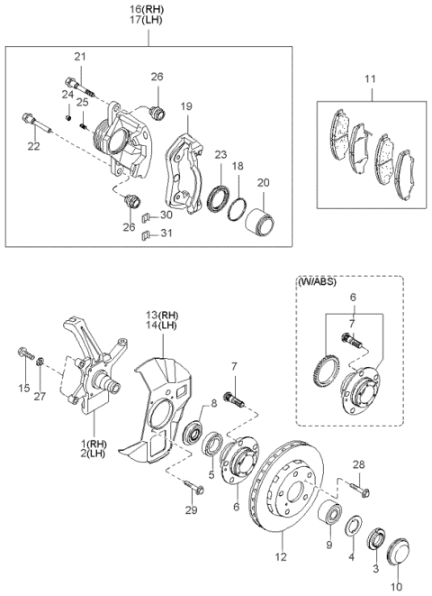 1999 Kia Sportage Axle & Brake Mechanism-Front Diagram 1