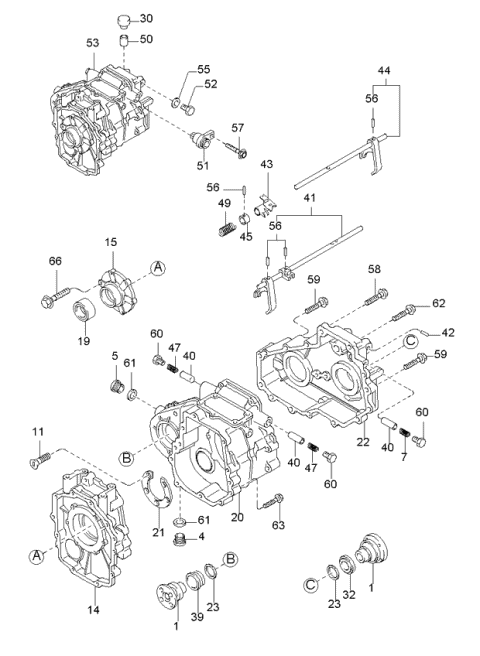 1997 Kia Sportage Transfer Case & Gears Diagram 1