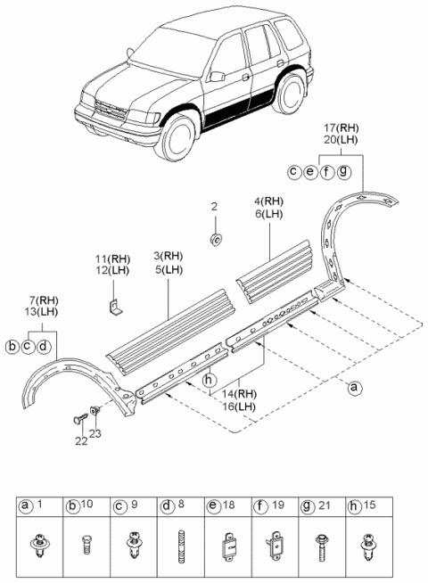 1998 Kia Sportage Rear GARNISH Assembly, RH Diagram for 0K08A50870CC3