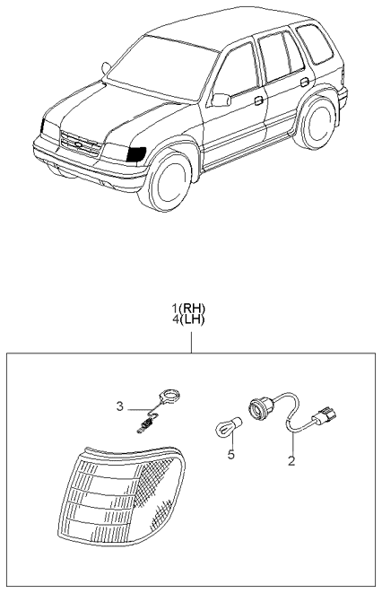 1999 Kia Sportage Lamp-Front Combination,RH Diagram for 0K08A51060A