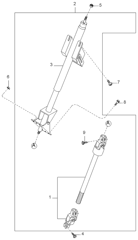 1999 Kia Sportage Steering Column & Shafts Diagram