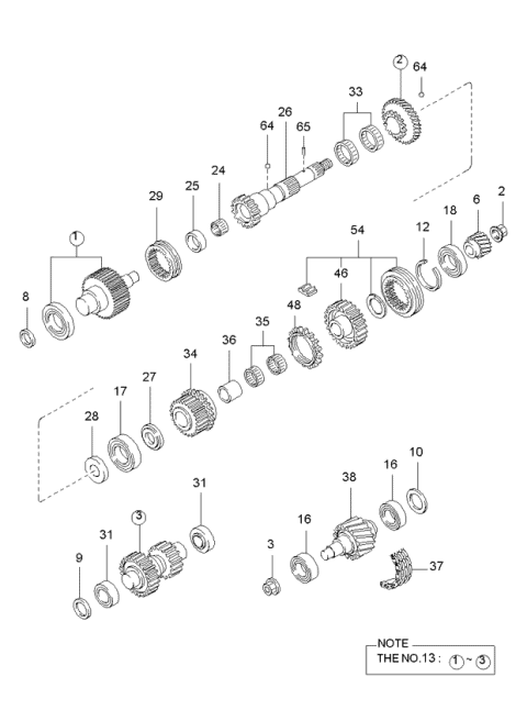 1997 Kia Sportage Transfer Case & Gears Diagram 2