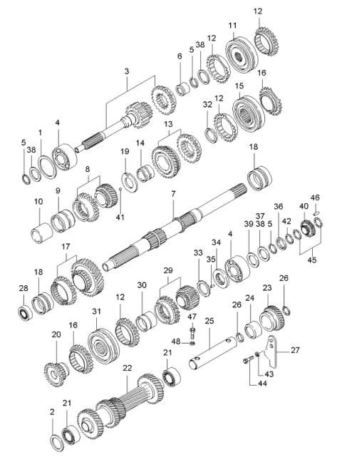 1997 Kia Sportage Transmission Gears Diagram 1