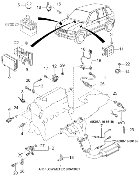 2002 Kia Sportage Relay Starter Diagram for 0K08A67740