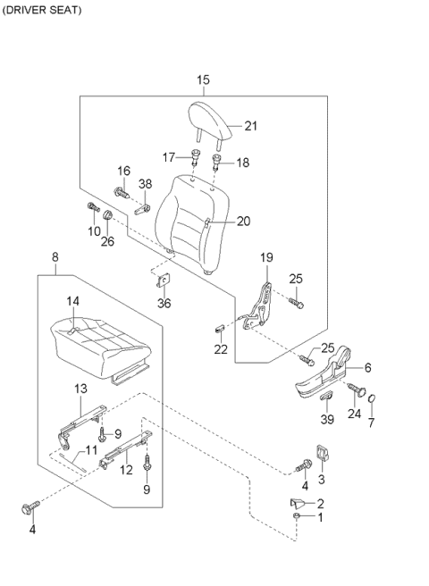 2000 Kia Sportage Back-Front Seat, LH Diagram for 0K08B57150B965