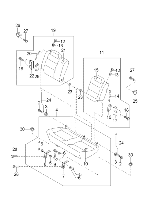 2002 Kia Sportage Back-Rear 1ST,RH Diagram for 0K08A57360D962