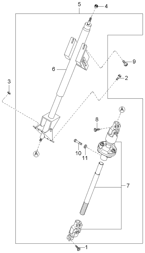 2000 Kia Sportage Shaft Assembly-Steering Diagram for 0K08A32100F00