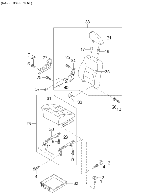 2000 Kia Sportage Cushion-Front Seat, RH Diagram for 0K08A57210E962