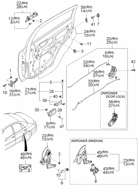 2005 Kia Rio Knob-INLOCK,RH Diagram for 0K30A58316BT