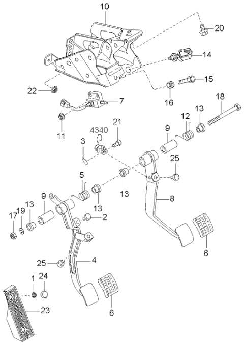 2003 Kia Rio Clutch & Brake Pedal Diagram 2