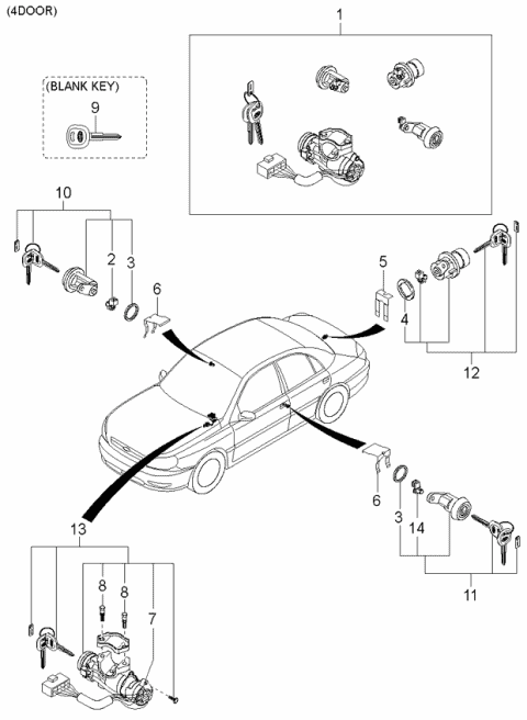 2003 Kia Rio Key Sets Diagram 1