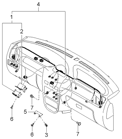2003 Kia Rio Dashboard Wiring Harnesses Diagram 1